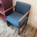 Dark Blue Office Side Guest Chair w/ Wood Tone Frame